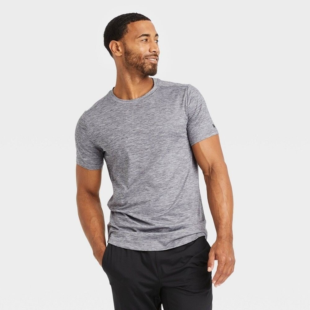 Men's Short Sleeve Soft Stretch T-Shirt‎ - All in Motion Heathered Gray XXL NWT